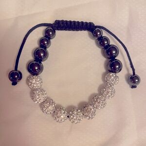 Adjustable crystal  beaded bracelet -  statement piece